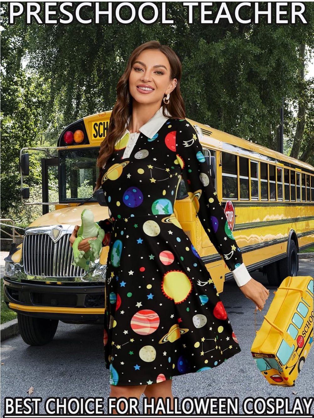 MS FRIZZLE preschool Teacher Halloween
Costume with school bus handbag size XS